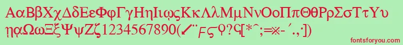 GolifyRegular-fontti – punaiset fontit vihreällä taustalla