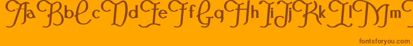 Weitere Informationen zur FestivalflourishBold-Schriftart FestivalflourishBold-Schriftart – Braune Schriften auf orangefarbenem Hintergrund