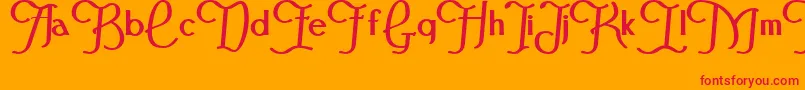 FestivalflourishBold-Schriftart – Rote Schriften auf orangefarbenem Hintergrund
