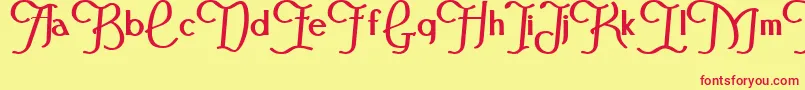 FestivalflourishBold-Schriftart – Rote Schriften auf gelbem Hintergrund