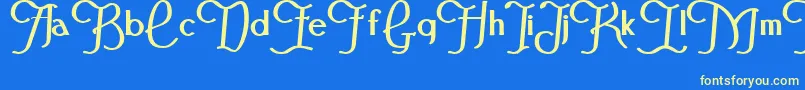 FestivalflourishBold-Schriftart – Gelbe Schriften auf blauem Hintergrund