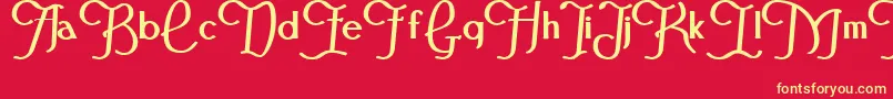 FestivalflourishBold-Schriftart – Gelbe Schriften auf rotem Hintergrund