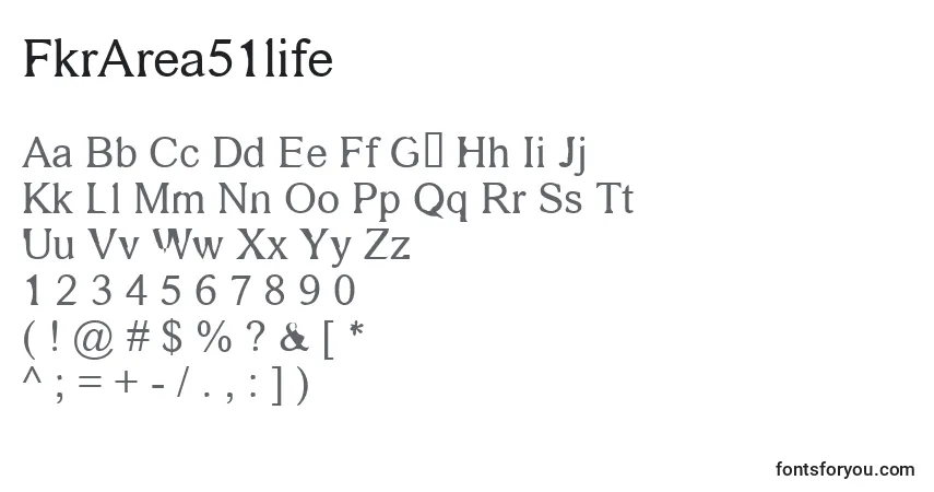 A fonte FkrArea51life – alfabeto, números, caracteres especiais
