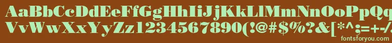 フォントBorjomiblackc – 緑色の文字が茶色の背景にあります。