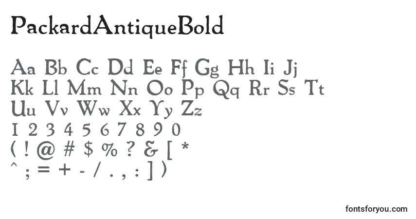 Шрифт PackardAntiqueBold – алфавит, цифры, специальные символы