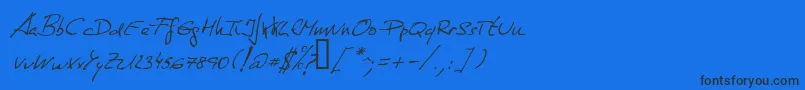 フォントDeManu1Normalitalic – 黒い文字の青い背景