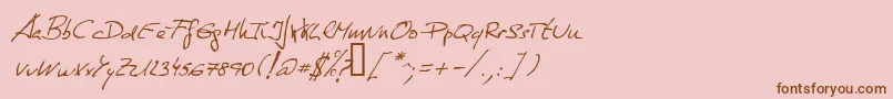 Saiba mais sobre a fonte DeManu1Normalitalic Fonte DeManu1Normalitalic – fontes marrons em um fundo rosa