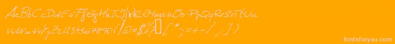 Fonte DeManu1Normalitalic – fontes rosa em um fundo laranja