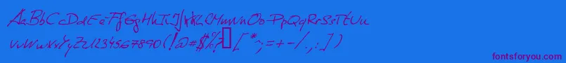 Weitere Informationen zur DeManu1Normalitalic-Schriftart DeManu1Normalitalic-Schriftart – Violette Schriften auf blauem Hintergrund
