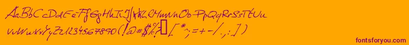 Weitere Informationen zur DeManu1Normalitalic-Schriftart DeManu1Normalitalic-Schriftart – Violette Schriften auf orangefarbenem Hintergrund
