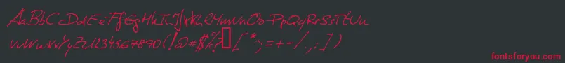 DeManu1Normalitalic Font – Red Fonts on Black Background