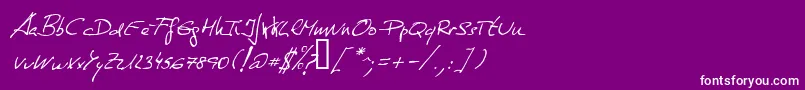 Fonte DeManu1Normalitalic – fontes brancas em um fundo violeta