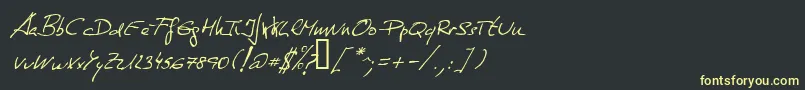 DeManu1Normalitalic Font – Yellow Fonts on Black Background