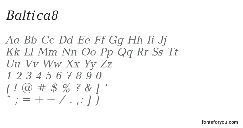 Baltica8-fontti – aakkoset, numerot, erikoismerkit