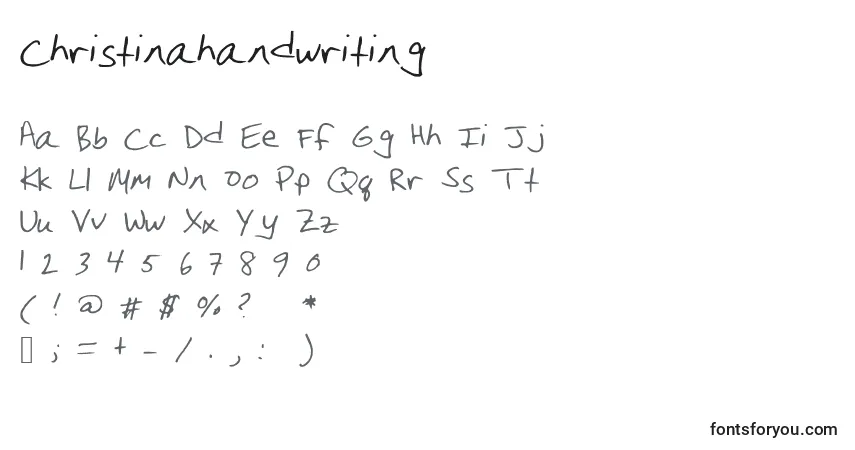 Schriftart Christinahandwriting – Alphabet, Zahlen, spezielle Symbole
