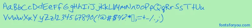 フォントChristinahandwriting – 青い文字は緑の背景です。