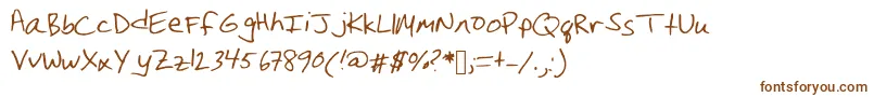 フォントChristinahandwriting – 白い背景に茶色のフォント