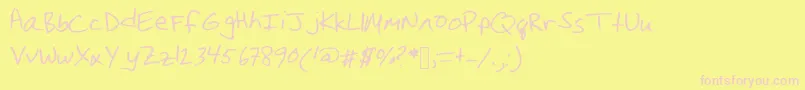Christinahandwriting-fontti – vaaleanpunaiset fontit keltaisella taustalla