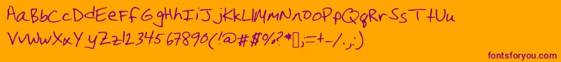 Christinahandwriting-Schriftart – Violette Schriften auf orangefarbenem Hintergrund