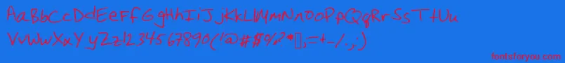フォントChristinahandwriting – 赤い文字の青い背景