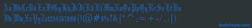 Drpogothicc-Schriftart – Blaue Schriften auf schwarzem Hintergrund