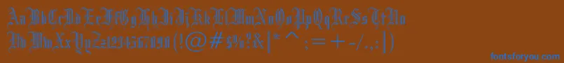 Drpogothicc-Schriftart – Blaue Schriften auf braunem Hintergrund