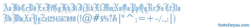 Drpogothicc-Schriftart – Blaue Schriften auf weißem Hintergrund