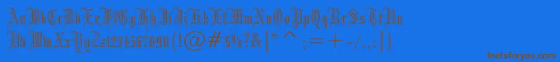 Drpogothicc-Schriftart – Braune Schriften auf blauem Hintergrund