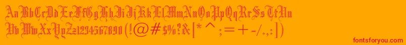 Drpogothicc-Schriftart – Rote Schriften auf orangefarbenem Hintergrund