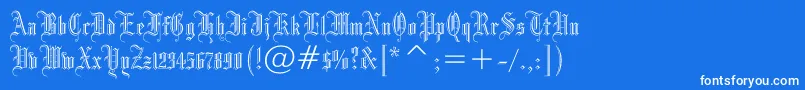 Drpogothicc-Schriftart – Weiße Schriften auf blauem Hintergrund