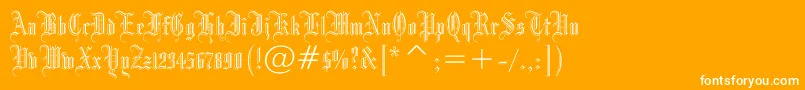 Drpogothicc-Schriftart – Weiße Schriften auf orangefarbenem Hintergrund