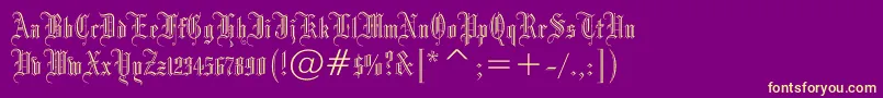 Drpogothicc-Schriftart – Gelbe Schriften auf violettem Hintergrund