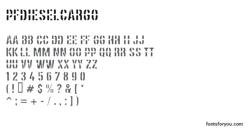 A fonte PfdieselCargo – alfabeto, números, caracteres especiais