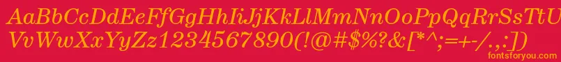 フォントHerculestextItalic – 赤い背景にオレンジの文字