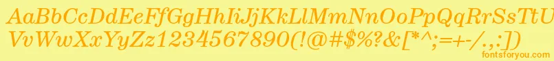 HerculestextItalic Font – Orange Fonts on Yellow Background