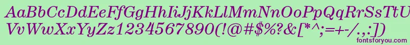 HerculestextItalic Font – Purple Fonts on Green Background