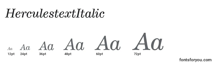 Размеры шрифта HerculestextItalic