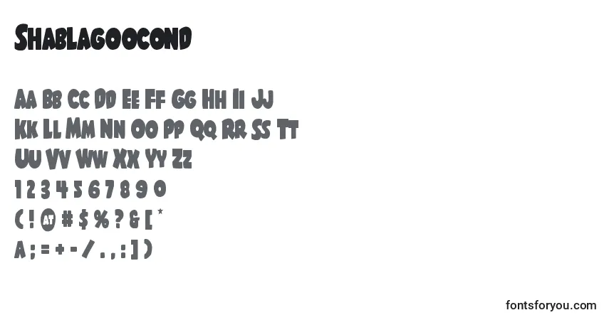 Czcionka Shablagoocond – alfabet, cyfry, specjalne znaki