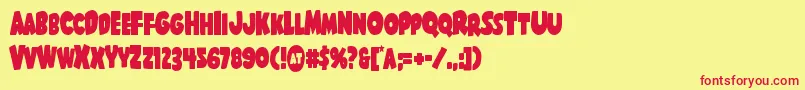 フォントShablagoocond – 赤い文字の黄色い背景
