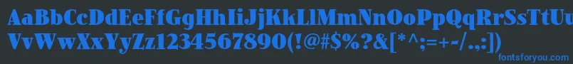 JimbostdBlackcondensed-Schriftart – Blaue Schriften auf schwarzem Hintergrund
