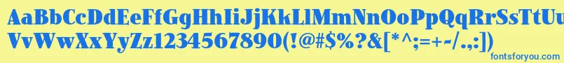 JimbostdBlackcondensed Font – Blue Fonts on Yellow Background