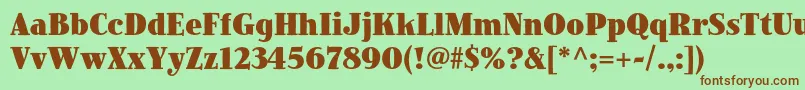 Fonte JimbostdBlackcondensed – fontes marrons em um fundo verde