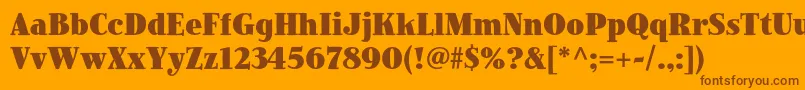 JimbostdBlackcondensed-Schriftart – Braune Schriften auf orangefarbenem Hintergrund