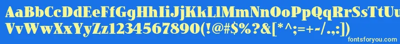 JimbostdBlackcondensed Font – Yellow Fonts on Blue Background