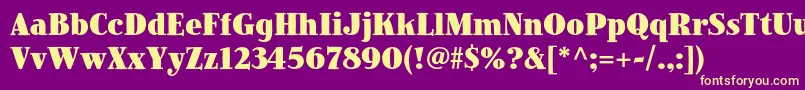 JimbostdBlackcondensed-Schriftart – Gelbe Schriften auf violettem Hintergrund