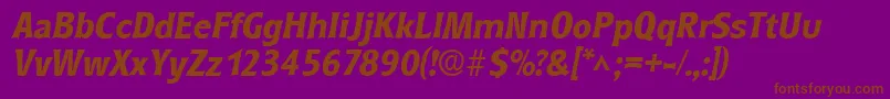 RoundestBoldItalic-Schriftart – Braune Schriften auf violettem Hintergrund