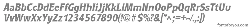 RoundestBoldItalic-fontti – harmaat kirjasimet valkoisella taustalla