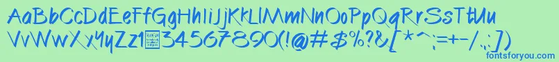 Шрифт CallibrushDemo – синие шрифты на зелёном фоне