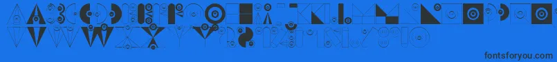 BadabumHappyloverstown.Eu-Schriftart – Schwarze Schriften auf blauem Hintergrund
