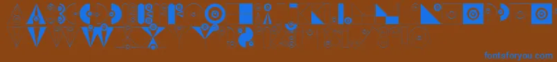 BadabumHappyloverstown.Eu-Schriftart – Blaue Schriften auf braunem Hintergrund